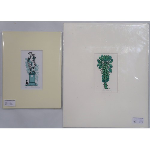 976 - CLARE MELINSKY (BRITISH CONTEMPORARY)THE STATUE AND THE DUCKLinocut, signed lower right, AP, 12 x 7c... 