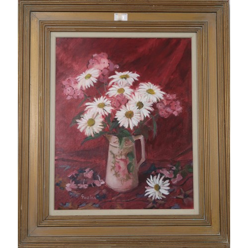 987 - DELNY GOALEN (SCOTTISH 1932-2023) PHLOX AND MARGUERITES Oil on canvas, signed lower left, 48 x 39cm ... 