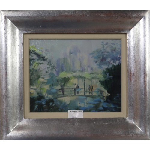 989 - DELNY GOALEN (SCOTTISH 1932-2023) MONET'S GARDEN Oil on canvas, signed lower left, 18 x 23cm Title i... 