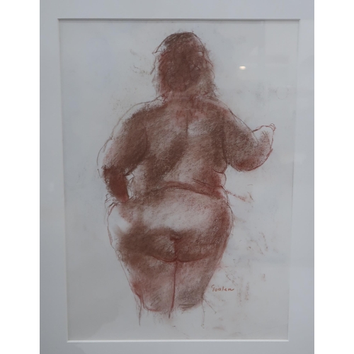 1002 - DELNY GOALEN (SCOTTISH 1932-2023) PLUMP BUMP Red charcoal on paper, signed lower right, 50... 