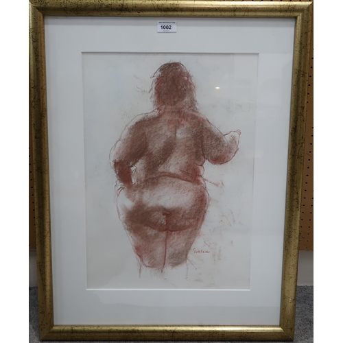 1002 - DELNY GOALEN (SCOTTISH 1932-2023) PLUMP BUMP Red charcoal on paper, signed lower right, 50... 