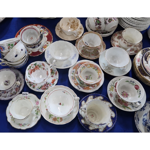 247 - A Collingwood China teaset with blue ground and orange decoration, together with assorted other cups... 