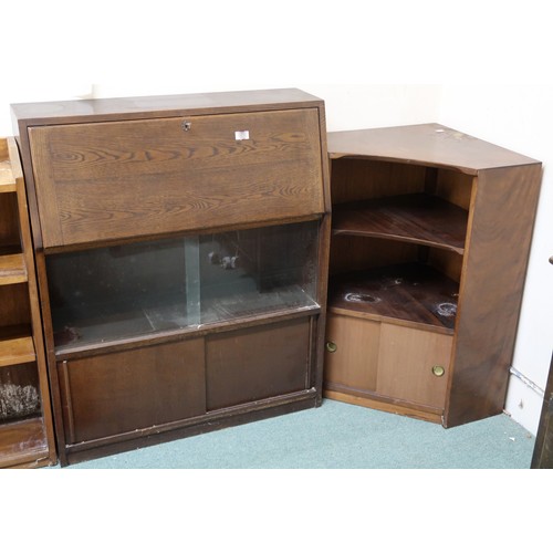 62 - A lot comprising 20th century writing bureau, 100cm high x 84cm wide x 27cm deep and a mid 20th cent... 