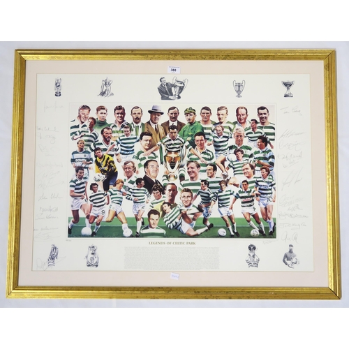 388 - Legends of Celtic Park: a large framed limited edition print bearing signatures of players including... 