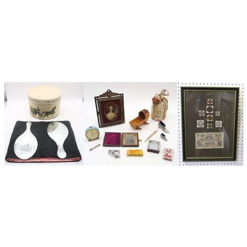 396 - A mixed collectors' lot, comprising Birmingham silver cheroot holder, Mauchline ware cradle (West Ba... 