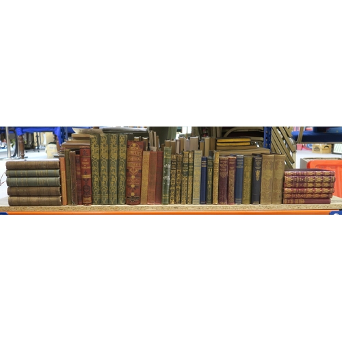 402A - A shelf of mixed volumes, to include The Life and Works of Robert Burns four volume set, published b... 