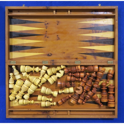 413 - A cased set of optometrist's lenses, together with a large-scale contemporary chess set housed in a ... 