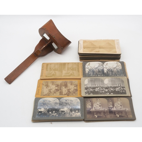 422 - A stereoscopic viewer, with accompanying slides of mixed subject matter - Middle Eastern travel, dom... 