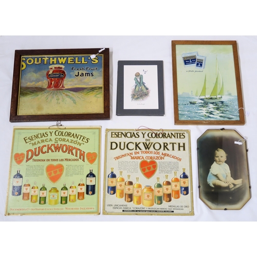 424 - A considerable quantity of mixed collectables, to include framed early-20th century advertising prin... 