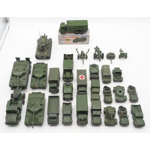 425 - A collection of military Dinky Toy model vehicles, including three Supertoys Centurion tanks and tra... 