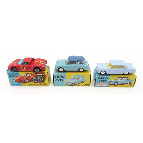 428 - A Corgi Tourist Portable Service Station case, containing eighteen boxed Corgi vehicles -314 Ferrari... 