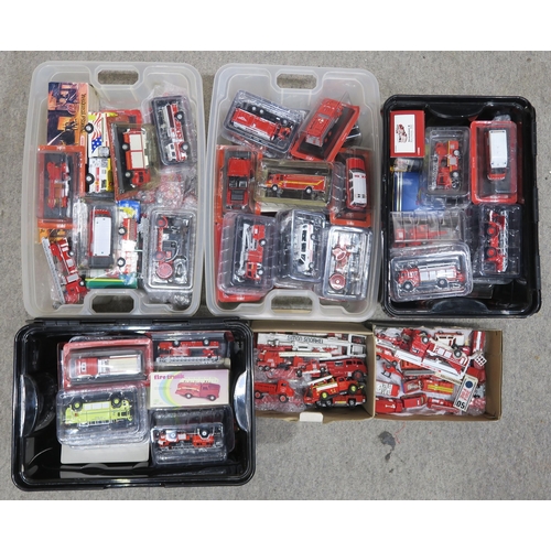 454 - An extensive collection of model fire engines through history, many being from the Fire Engines of t... 