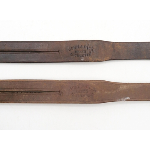 461 - Two leather tawses by John J. Dick of Lochgelly, one being the 