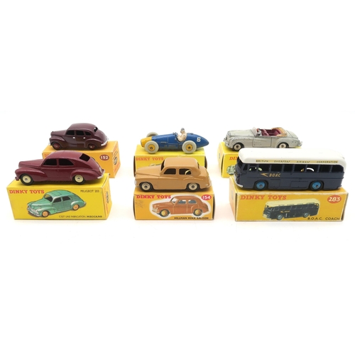 430 - A collection of Dinky Toy model vehicles in reproduction boxes - 283 B.O.A.C. Coach, 23M Ferrari Rac... 