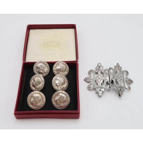 2419 - A SET OF SIX ART NOUVEAU STERLING BUTTONSmaker's mark TD, stamped sterling with Diamond registration... 