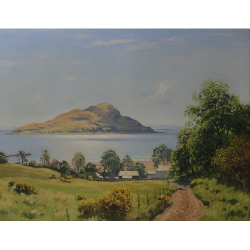 2951 - ROBERT HOUSTON RSW (SCOTTISH 1891-1942)ARRAN AND HOLY ISLANDOil on canvas, signed lower right, 70 x ... 