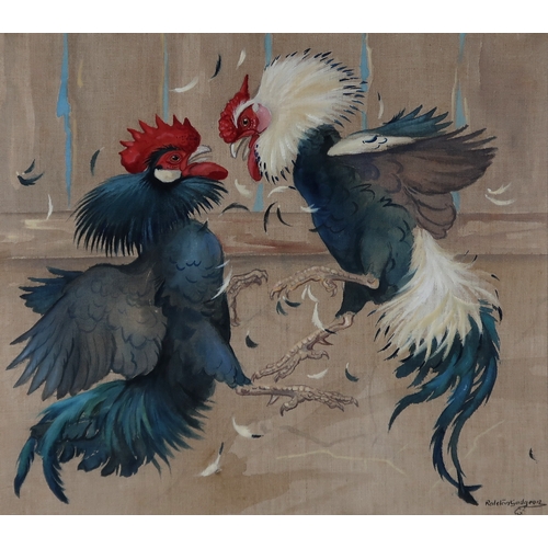 2973 - RALSTON GUDGEON RSW (SCOTTISH 1910-1984)THE COCK FIGHTGouache on linen, signed lower right, 51.5 x 5... 