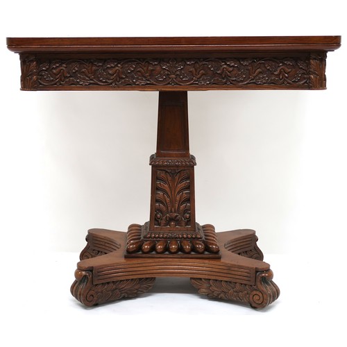 2011 - A 19TH CENTURY ANGLO-INDIAN ROSEWOOD WILLIAM IV STYLE FOLD OVER CARD TABLE rectangular top with roun... 