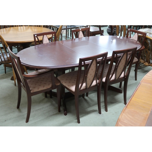 66 - A 20th century mahogany G Plan extending dining table and six chairs, table, 75cm high x 161cm long ... 