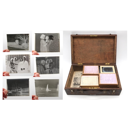 463 - Assorted photographic negative glass plates, including landscape and maritime views, family portrait... 