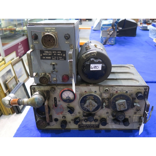 480 - A WW2 Wireless Set No. 19 Mk III tank radio outfit, comprising primary unit (ZA 10479, serial no. 10... 