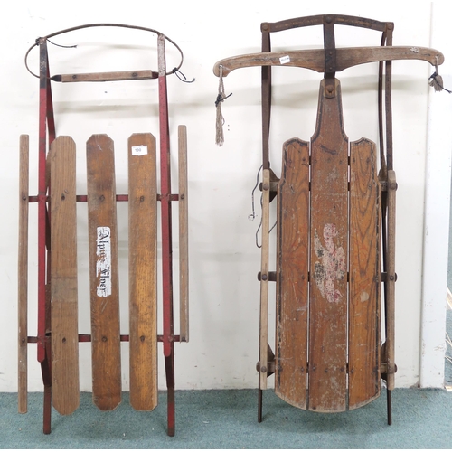 100 - A lot comprising early 20th century Alpine Flyer sled and another sled (2)