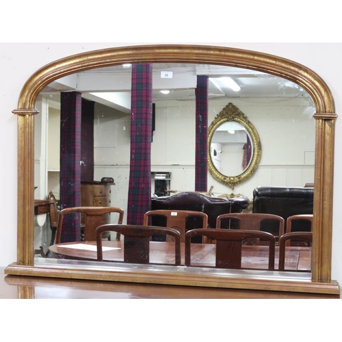 29 - A 20th century gilt framed overmantle mirror, 81cm high x 116cm wide 