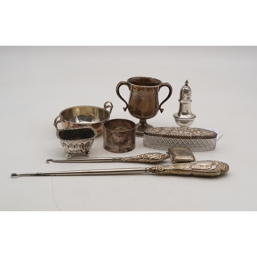 357 - A collection of silver including a silver Christening cup, by Kenneth Tyler Key, Birmingham, a silve... 