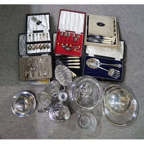 373 - A collection of EPNS including cased cutlery, teapots, dishes, hotelware, plates etc