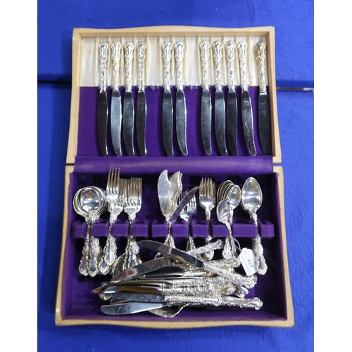 378 - A canteen of stainless steel 'Louis' cutlery, in the Rococo style (incomplete)