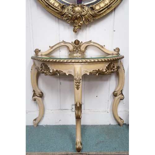 5 - A lot comprising large 20th century gilt Rocco style oval bevelled glass wall mirror, 152cm high x 1... 