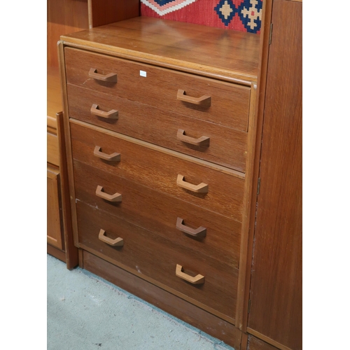 62 - A lot comprising mid 20th century teak G plan E Gomme bachelors wardrobe with single door alongside ... 