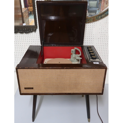 87 - A 20th century Philco model 56 hifi stereo with Monarch turntable on tapering ebonised supports, 56c... 