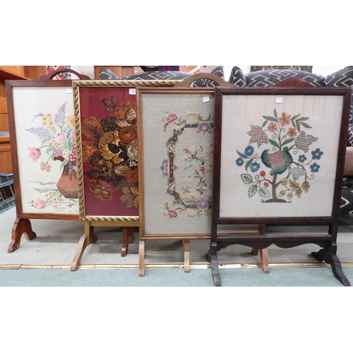 92 - A lot of four assorted 20th century floral tapestry fire screens (4)