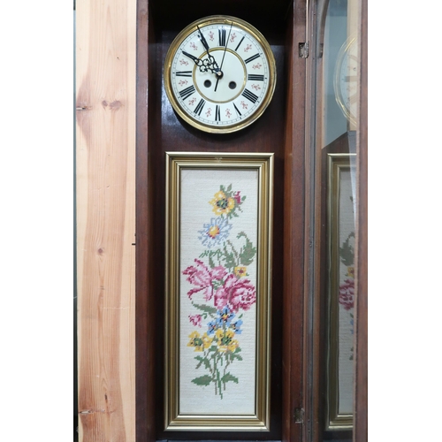 93 - A 20th century dome topped granddaughter clock with white dial bearing Roman numerals, 136cm high&nb... 