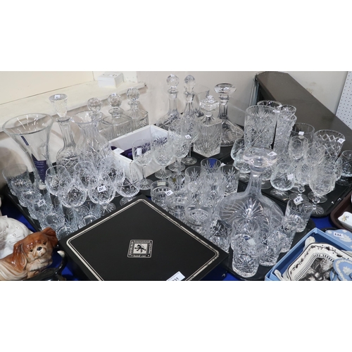 231 - A collection of cut glass and crystal including Edinburgh drinking glasses, decanters etc