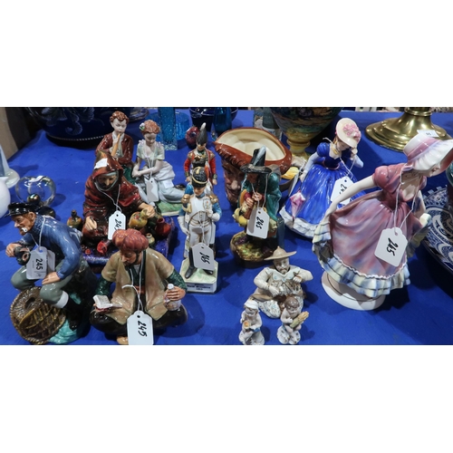 245 - Five Royal Doulton figures including Lobster Man, Omar Khayyam, The Mask Seller, The Potter, and ass... 