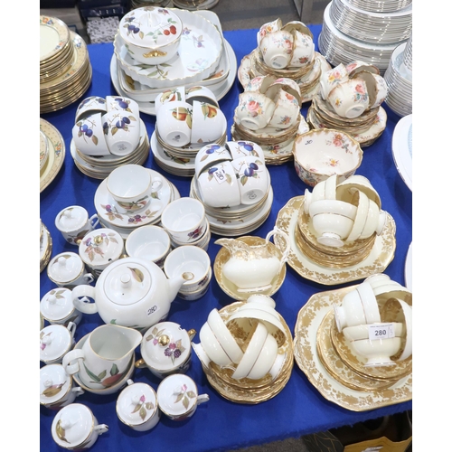 280 - A Lawleys gilt decorated teaset on cream ground, together with a flower decorated teaset and Royal W... 