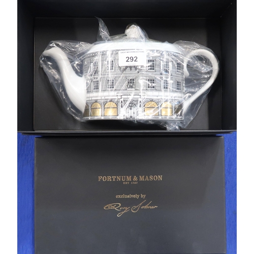 292 - A Fortnum and Mason porcelain teapot, designed by Rory Dobner