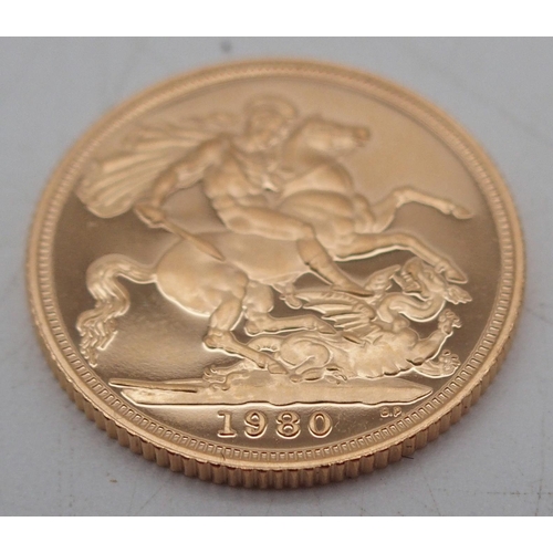 403 - ELIZABETH II 1980 sovereign coin 8 grams 