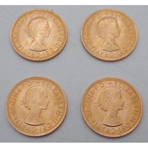 408 - ELIZABETH II sovereign coins a lot comprising four Elizabeth II sovereign coins each dated 1964 32 g... 