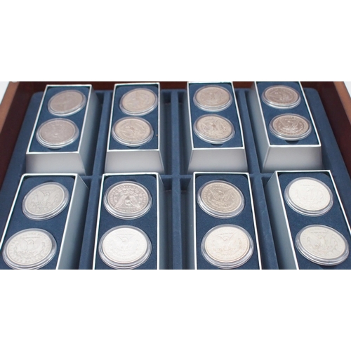 418 - Historic U.S. Silver Dollars 1.5 Troy oz. SILVERHistoric US Silver Dollars in wooden collector's cab... 