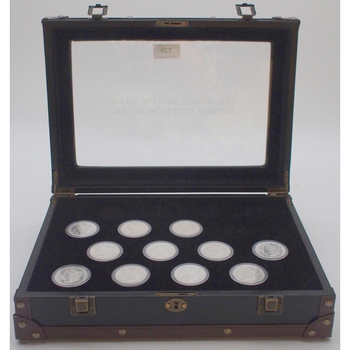 423 - The Uncirculated Morgan Silver Dollars Collection, part set with eight coins 1878, 1888, 1897, 1900,... 