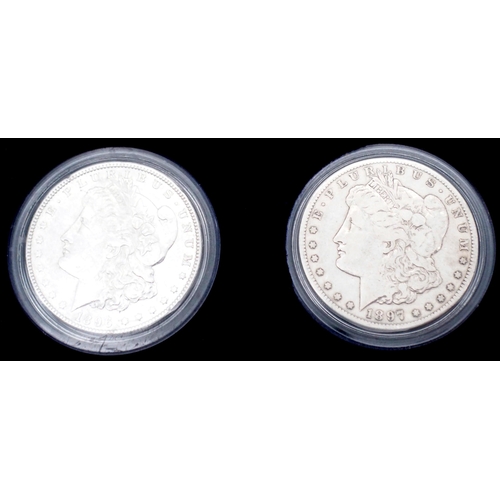 424 - The Ultimate Morgan Silver Dollar Collection, part set with forty seven Morgan Dollars in a wood col... 