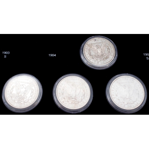 424 - The Ultimate Morgan Silver Dollar Collection, part set with forty seven Morgan Dollars in a wood col... 