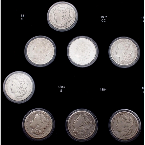 424 - The Ultimate Morgan Silver Dollar Collection, part set with forty seven Morgan Dollars in a wood col... 