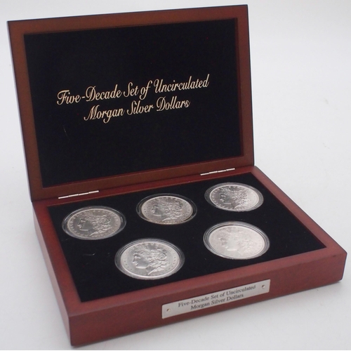 426 - Five Decade Set of Uncirculated Morgan Silver Dollars with Morgan Silver dollars from 1879, 1889, 18... 