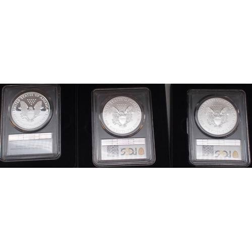 428 - US Silver Eagle Dollar Inaugural Strike 2021 and Silver Eagle Dollar Type II 2021 boxed set, togethe... 