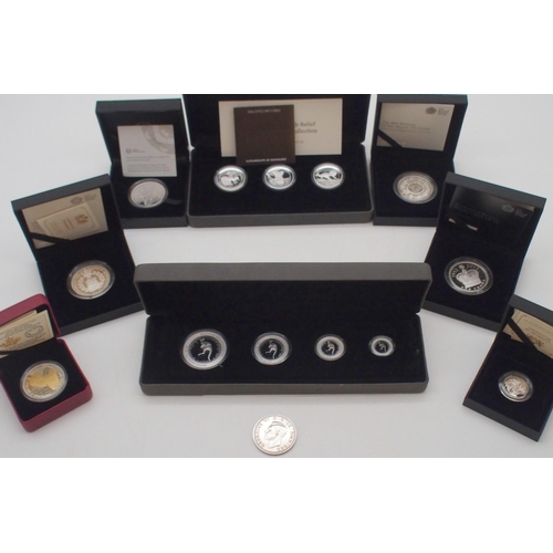 431 - 2016 Australian Kangaroo Silver Proof Four-Coin Set, 2015 Australia High Relief Silver Proof Coin Co... 