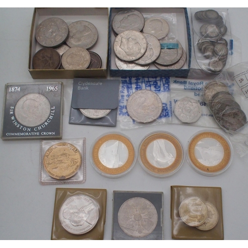 438 - A coin collection to include US silver dollars, Elizabeth II crowns, commemorative coins, three penc... 